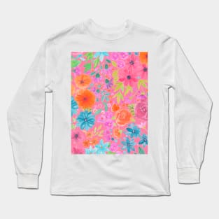 Floral watercolor pattern in pink Long Sleeve T-Shirt